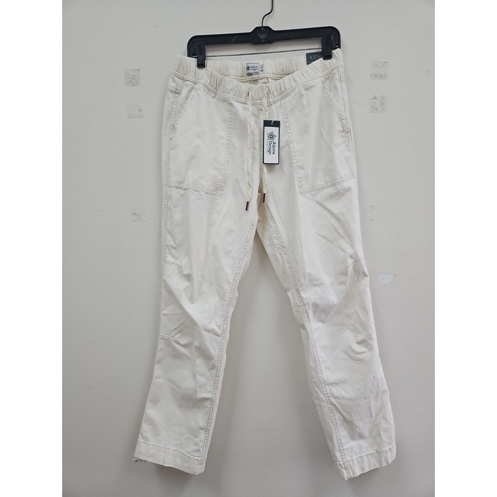 NWT Alpine Design Women's Hike Pant  Off White Straight Leg Drawstring Medium